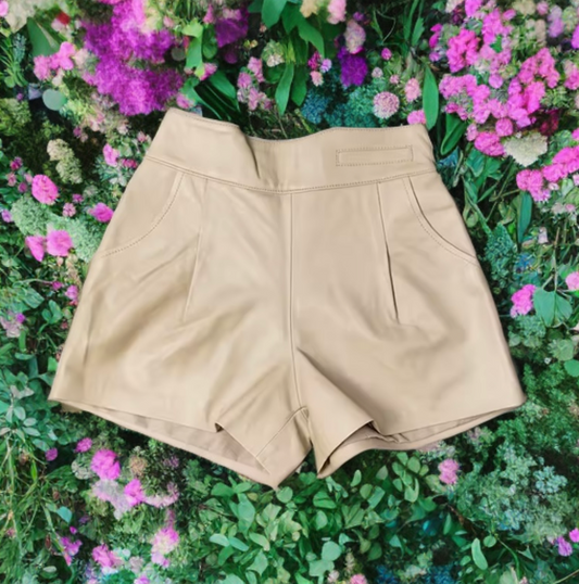 Spodenki skórzane ze skóry naturalnej beżowe, S-1 - LEU