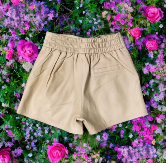 Spodenki skórzane ze skóry naturalnej beżowe, S-1 - LEU