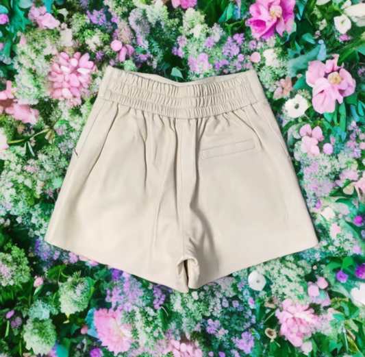 Spodenki skórzane ze skóry naturalnej kremowe, S-1 - LEU