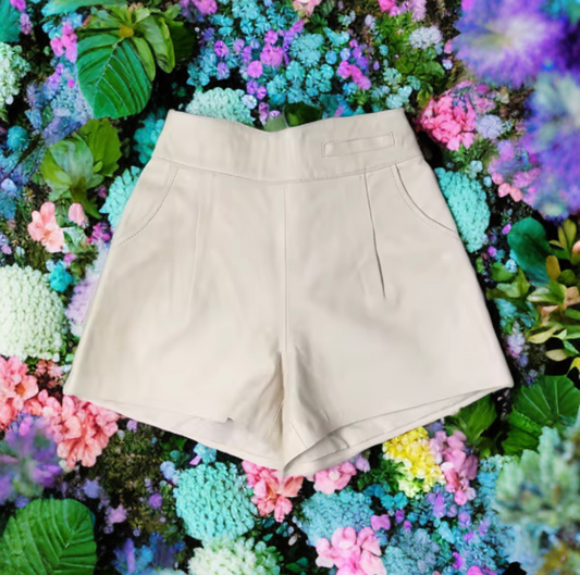 Spodenki skórzane ze skóry naturalnej kremowe, S-1 - LEU