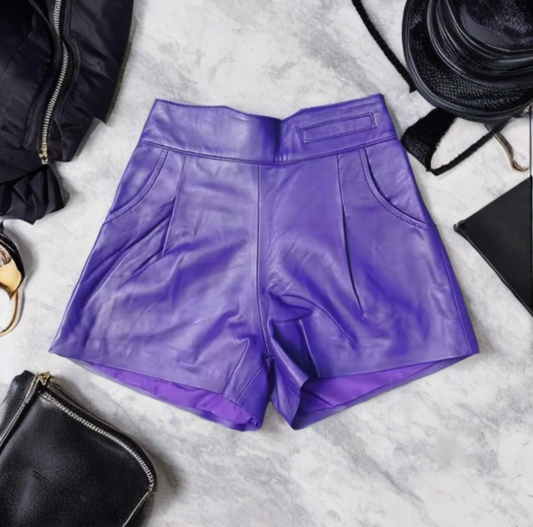 Spodenki skórzane ze skóry naturalnej fioletowe,S-1 - LEU