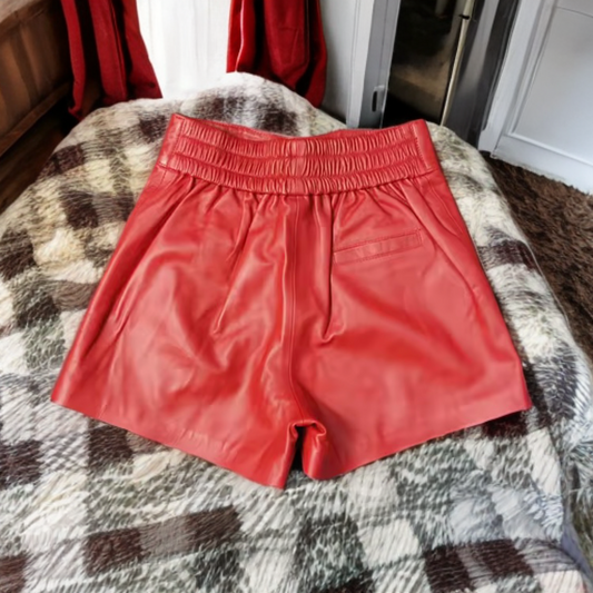 Spodenki skórzane ze skóry naturalnej czerwone, S-1 - LEU