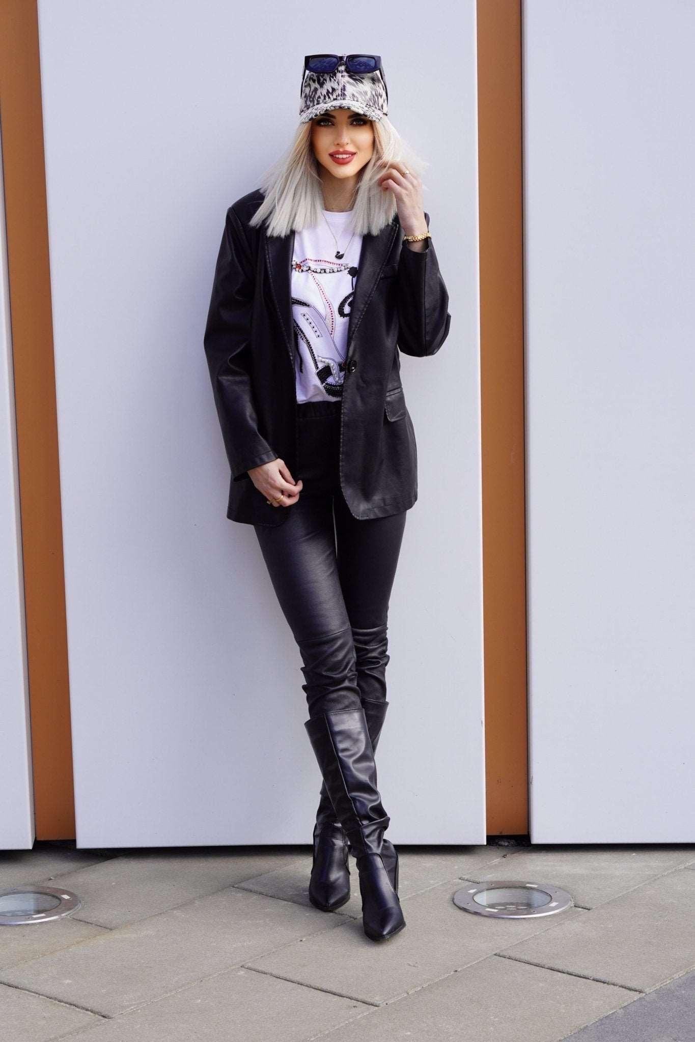 Marynarka skórzana damska czarna,SONIA-LEU. Marynarka ze skóry wiosenna, jesienna, przejściowa.