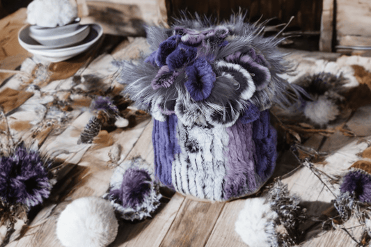 Czapka futrzana z futra królika szynszylo - rexa fiolet,REX - 1 - LEU