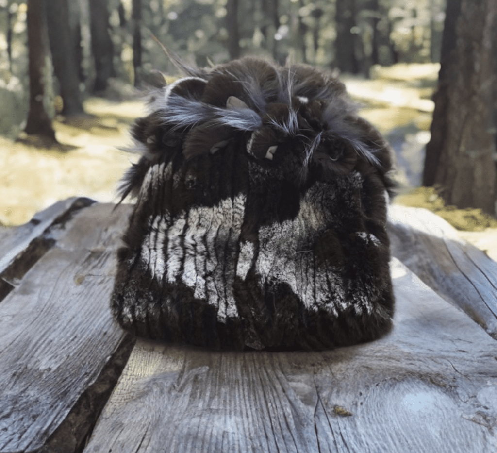 Czapka futrzana z futra królika szynszylo - rexa kakao, REX - 1 - LEU