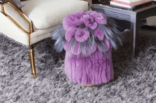 Czapka futrzana z futra królika szynszylo - rexa malinowa ,REX - 1 - LEU