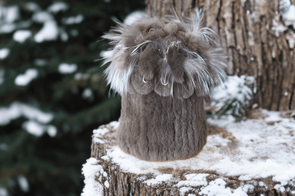 Czapka futrzana z futra królika szynszylo - rexa mokka, REX - 1 - LEU