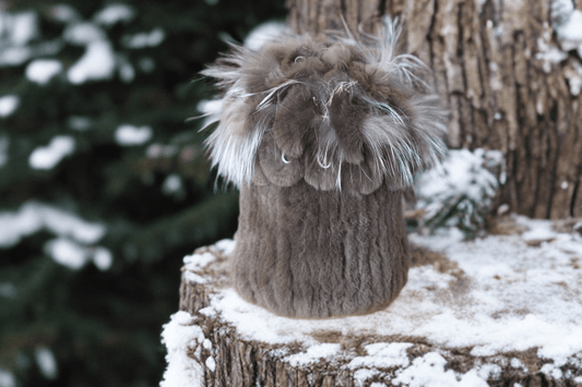 Czapka futrzana z futra królika szynszylo - rexa mokka, REX - 1 - LEU