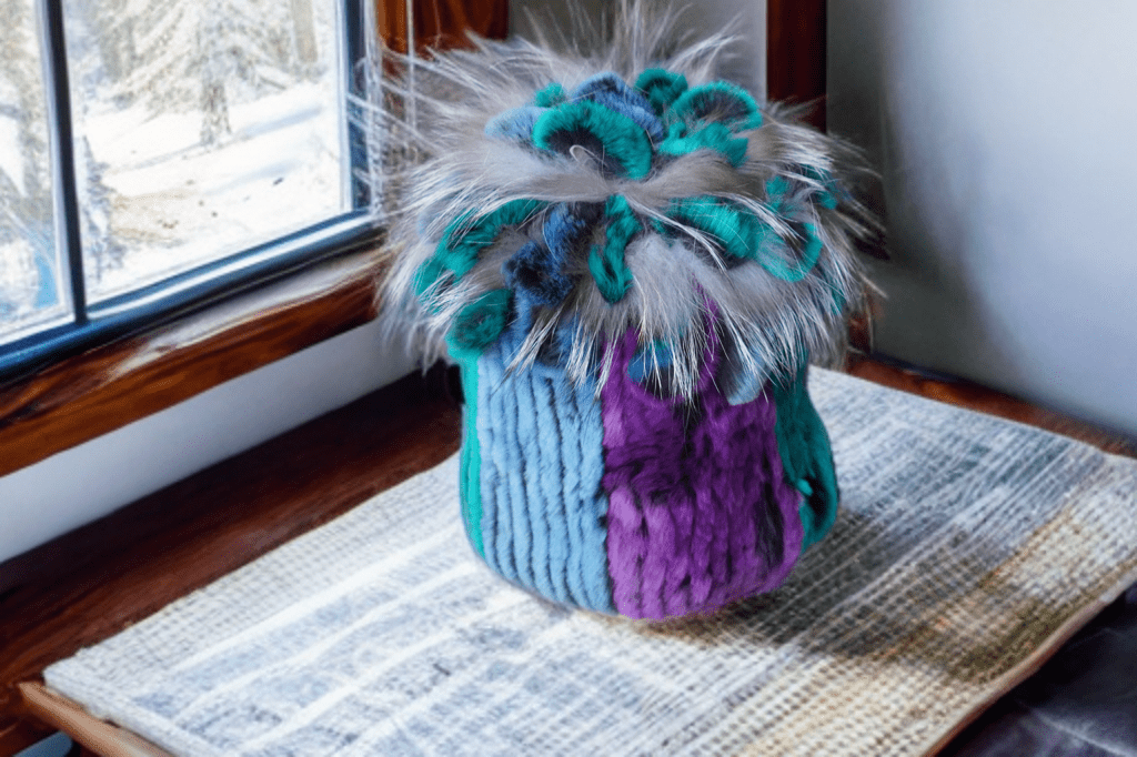 Czapka futrzana z futra królika szynszylo - rexa turkus, REX - 1 - LEU