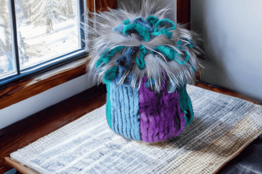 Czapka futrzana z futra królika szynszylo - rexa turkus, REX - 1 - LEU