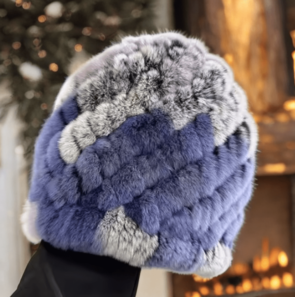 Czapka toczek z futra królika szynszylo - rexa,fiolet REX - 0 - LEU