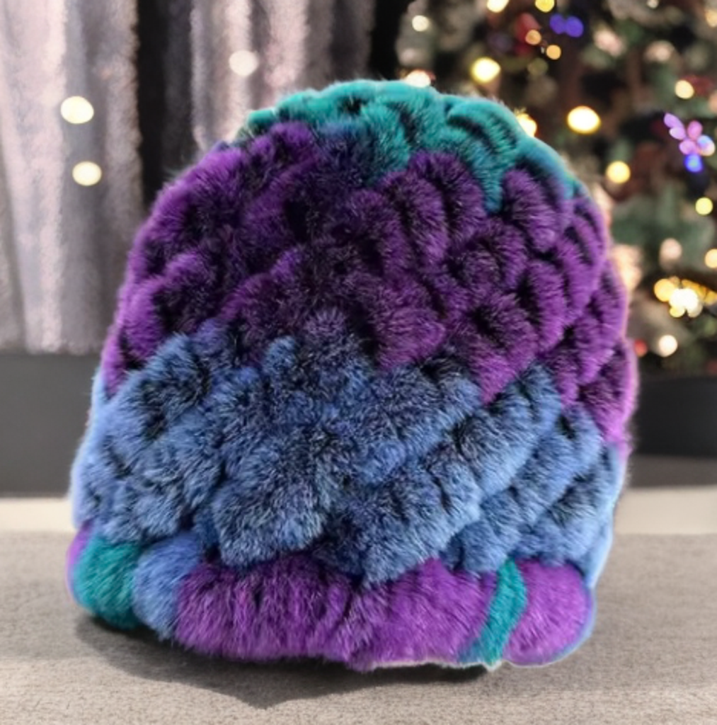 Czapka toczek z futra królika szynszylo - rexa,turkus REX - 0 - LEU