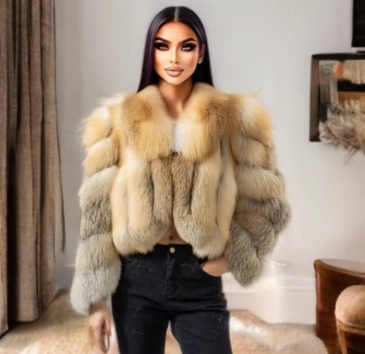 Futro z lisa rudego krótkie z kołnierzem 53 cm - LEU