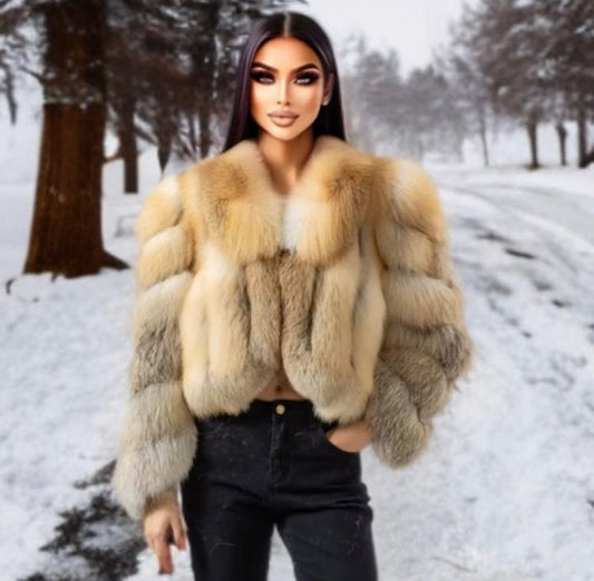 Futro z lisa rudego krótkie z kołnierzem 53 cm - LEU