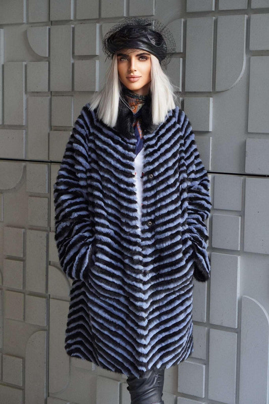 Futro z norek damskie, Baby - blue - LEU