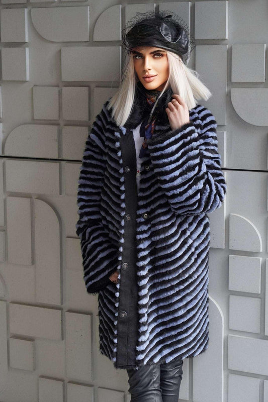 Futro z norek damskie, Baby - blue - LEU