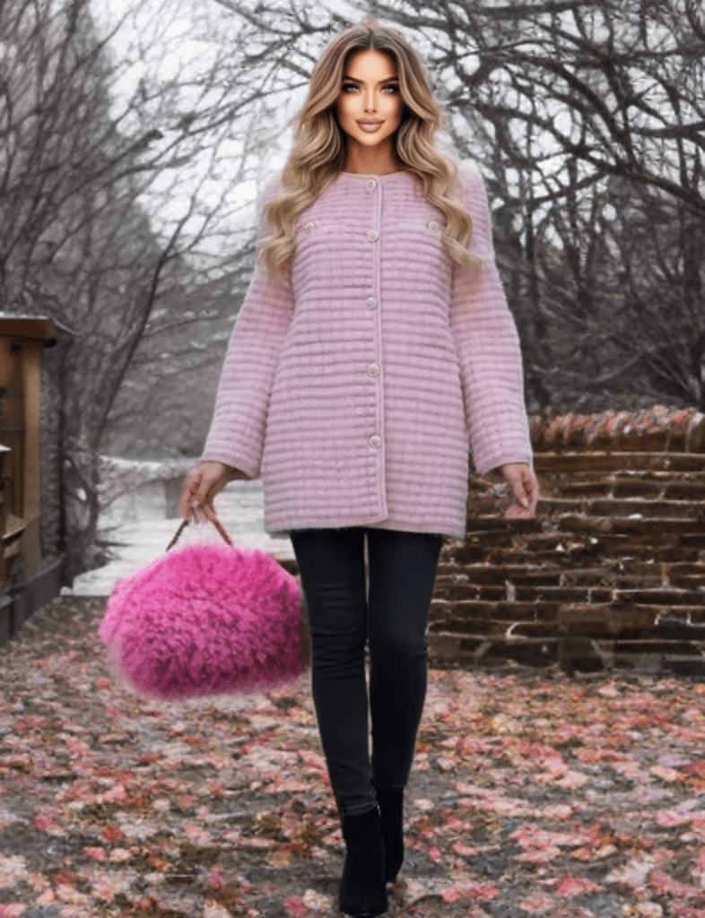 Futro z norek damskie różowe - LEU