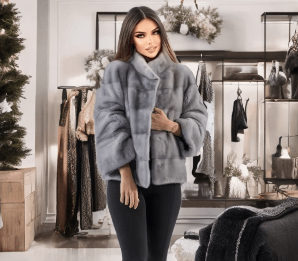 Futro z norek popiel, Futrzana kurtka damska z futra naturalnego - LEU