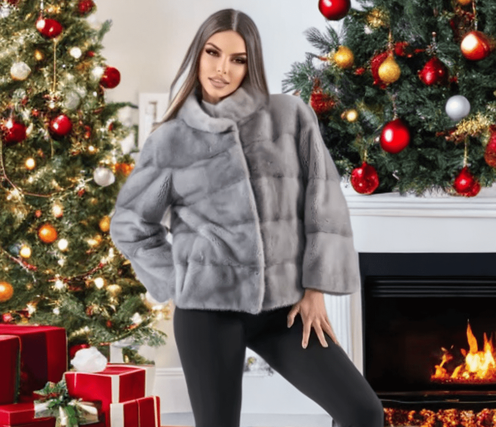 Futro z norek popiel, Futrzana kurtka damska z futra naturalnego - LEU