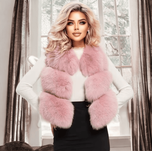 Kamizelka z lisa futrzana perłowa LILI - LEU