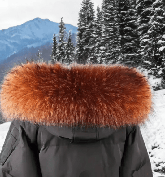 Kołnierz z jenota futra naturalnego do kaptura karmel 60x13 - LEU