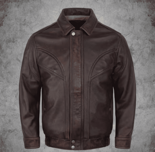 Kurtka bomberka męska pilotka skórzana brązowa,LOT-2-LEU. Kurtka z naturalnej skóry wiosenna, jesienna, przejściowa. 