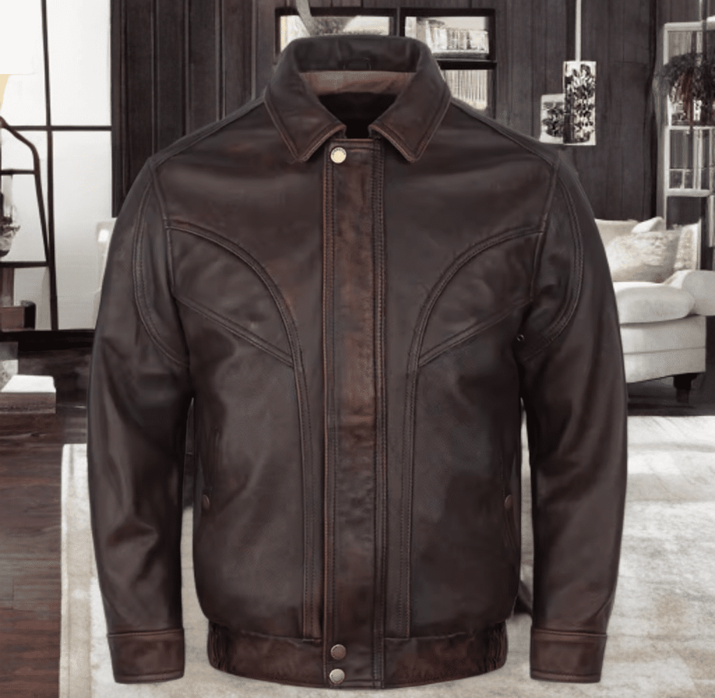 Kurtka bomberka męska pilotka skórzana brązowa ,LOT - 2 - LEU