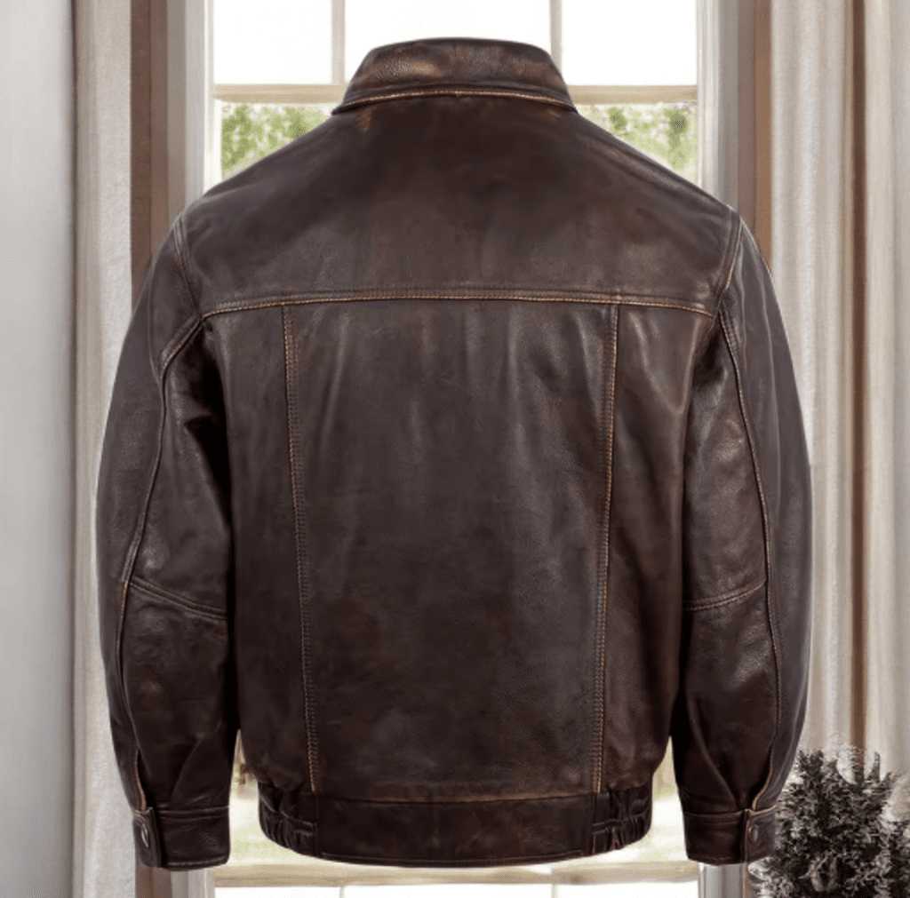 Kurtka bomberka męska pilotka skórzana brązowa,LOT - 1 - LEU