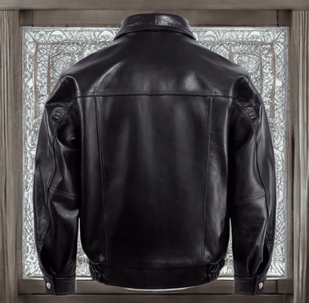 Kurtka bomberka męska pilotka skórzana czarna,LOT - 1 - LEU