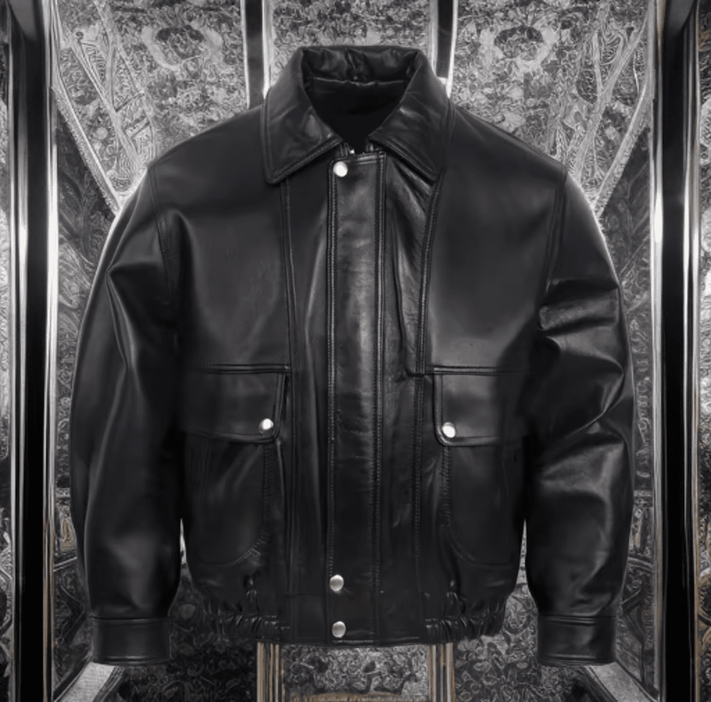 Kurtka bomberka męska pilotka skórzana czarna,LOT - 1 - LEU