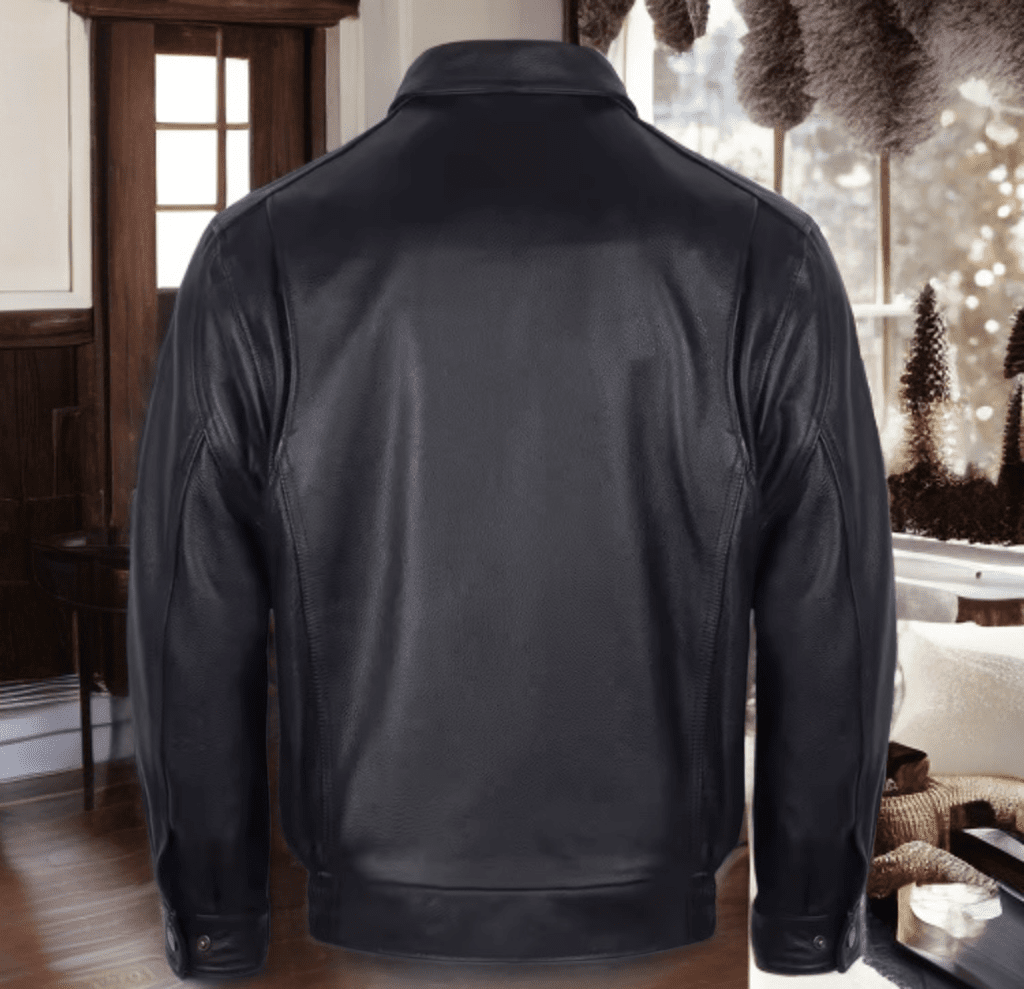 Kurtka bomberka męska pilotka skórzana czarna,LOT - 2 - LEU