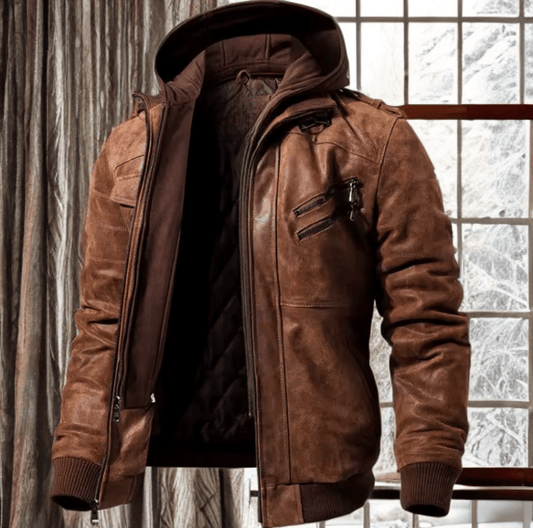 Kurtka bomberka pilotka lotnicza męska brązowa,PLEIN-LEU. Kurtka skórzana ze skóry ekologicznej wiosenna,jesienna,przejściowa.