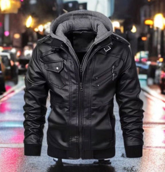 Kurtka bomberka pilotka lotnicza męska ciemno-szara,PLEIN-LEU. Kurtka skórzana ze skóry eko wiosenna, jesienna, przejściowa. 