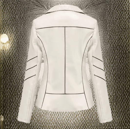 Kurtka skórzana damska beżowa ze skóry,TOLA - LEU