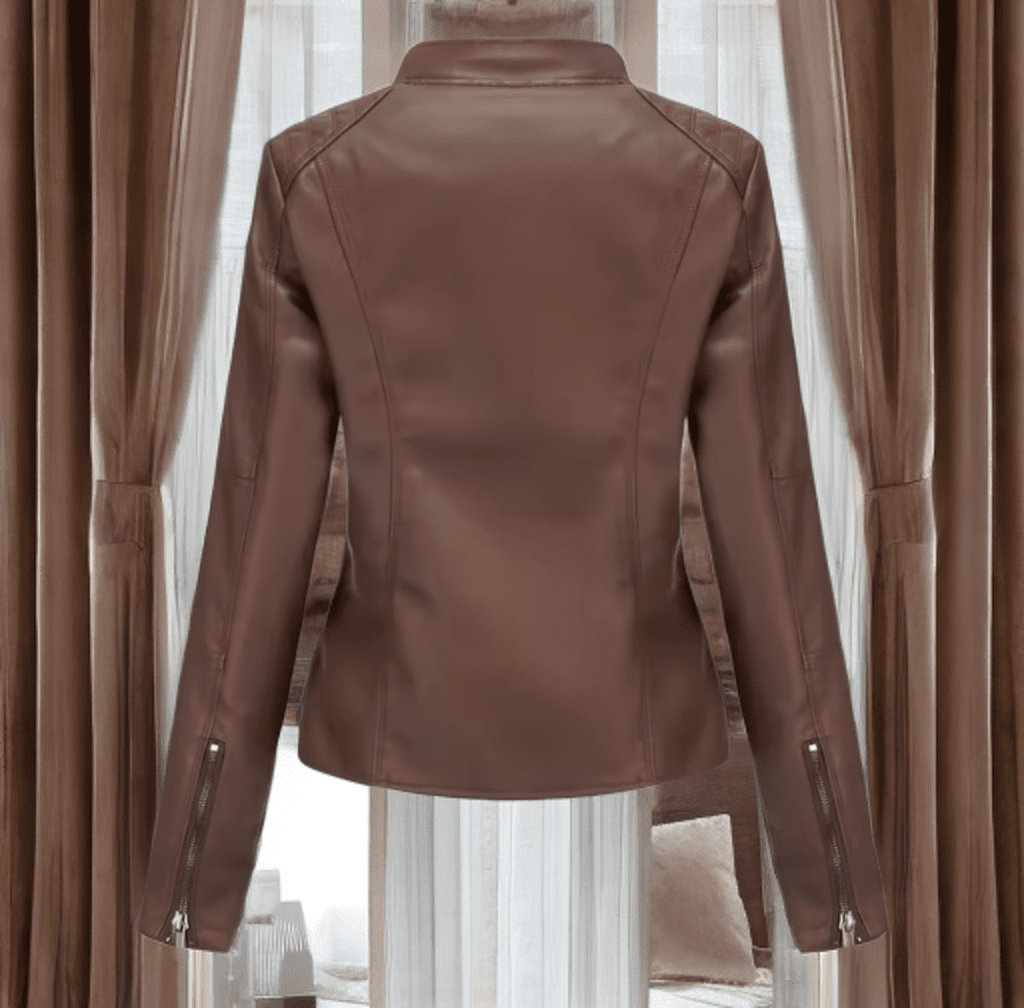 Kurtka skórzana damska brązowa ciemna, MARTYNKA - LEU