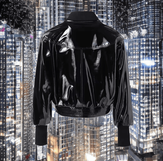 Kurtka skórzana damska czarna skóra lakierowana.  Kurtka ze skóry wiosenna, jesienna od LEU.