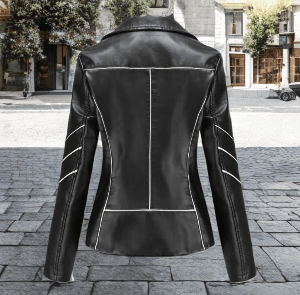 Kurtka skórzana damska czarna ze skóry,TOLA - LEU