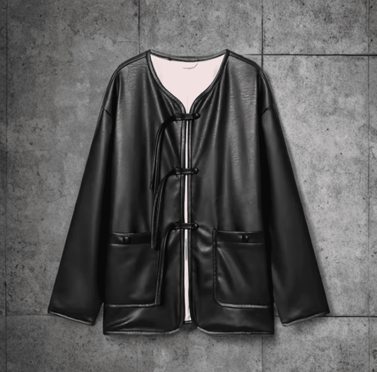 Kurtka skórzana damska czarna,LUSII - LEU