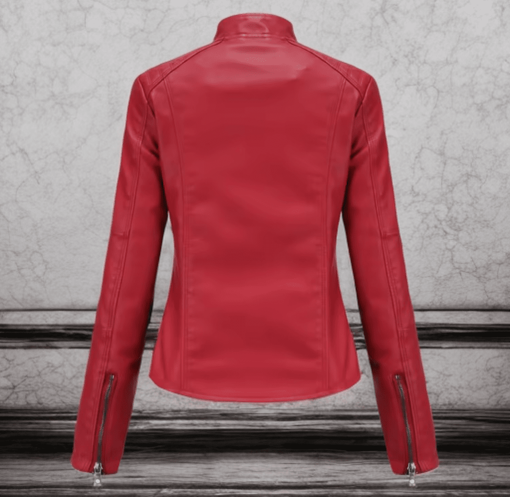Kurtka skórzana damska czerwona, MARTYNKA - LEU