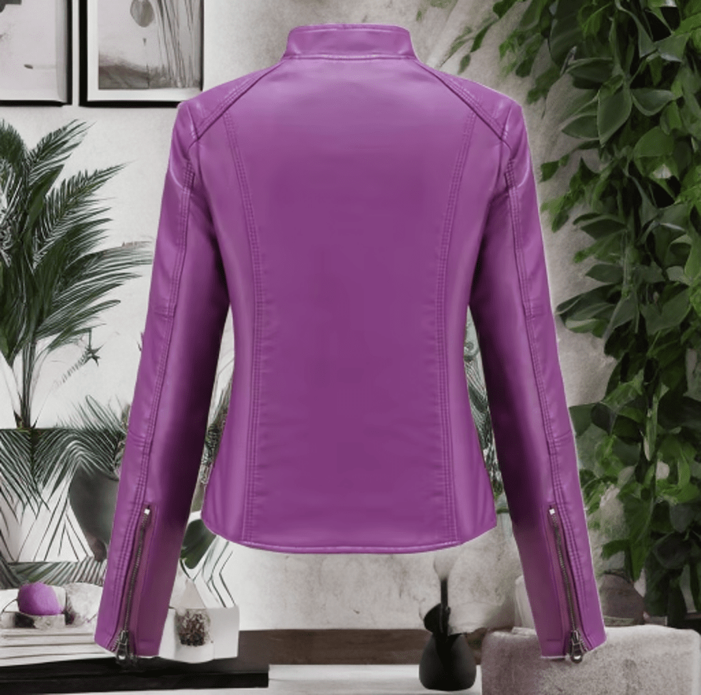 Kurtka skórzana damska fioletowa, MARTYNKA - LEU