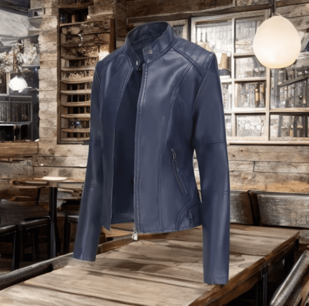 Kurtka skórzana damska granatowa, MARTYNKA - LEU