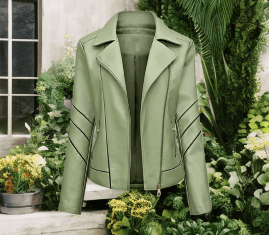 Kurtka skórzana damska oliwkowa ze skóry,TOLA - LEU