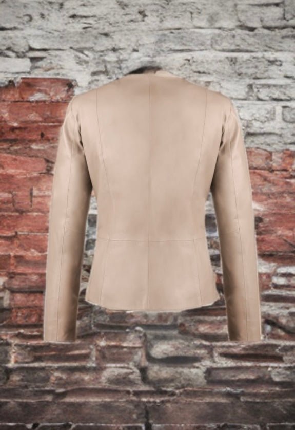 Kurtka skórzana damska z naturalnej skóry latte INEZ od LEU. Kurtka ze skóry damska wiosenna, jesienna, przejściowa