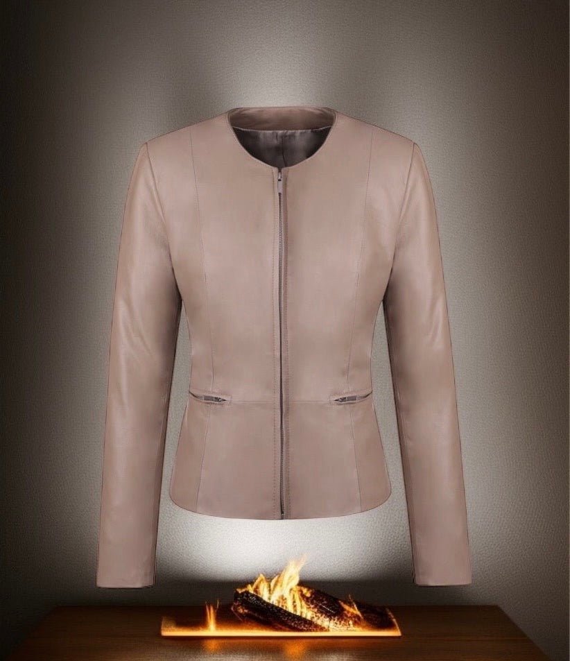 Kurtka skórzana damska z naturalnej skóry mokka, INEZ od LEU. Kurtka ze skóry naturalnej wiosenna, jesienna, przejściowa. 