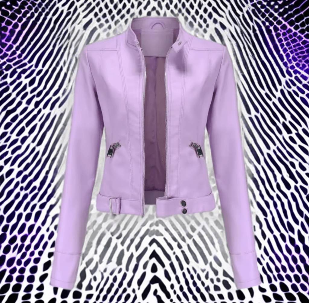 Kurtka skórzana damska ze skóry jasny fiolet,BIKE - 2 - LEU