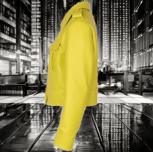 Kurtka skórzana damska żółta od LEU - LEU