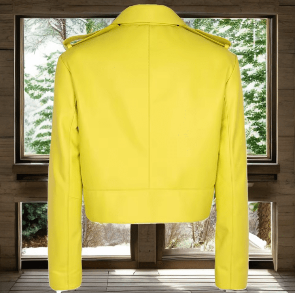 Kurtka skórzana damska żółta od LEU - LEU