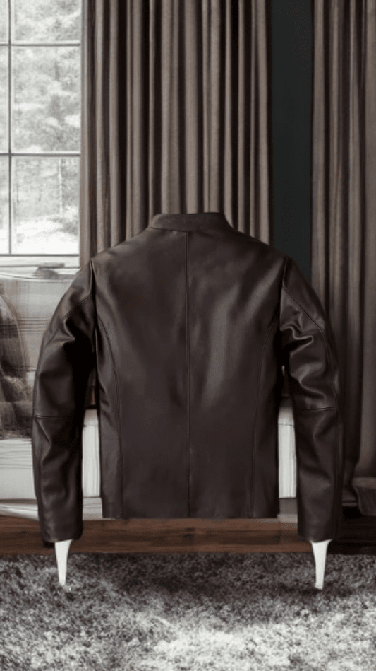 Kurtka skórzana męska ciemny brąz LEONARDO - LEU