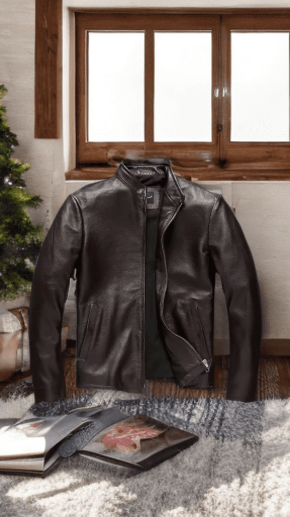 Kurtka skórzana męska ciemny brąz LEONARDO - LEU