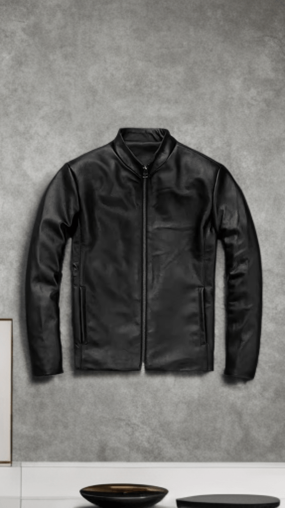 Kurtka skórzana męska czarna LEONARDO - LEU